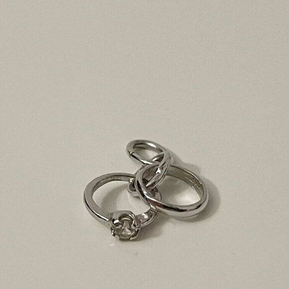 Vintage Sterling Wedding Ring and Band Mini Charm - Picture 4 of 15